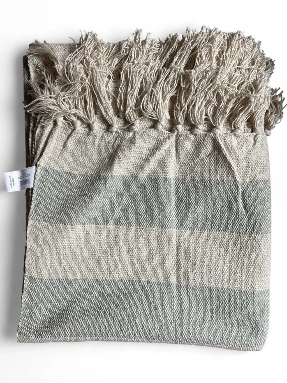 DII Cotton Cabana Striped Blanket Throw Fringe 50 x 60 Artichoke Beach Couch